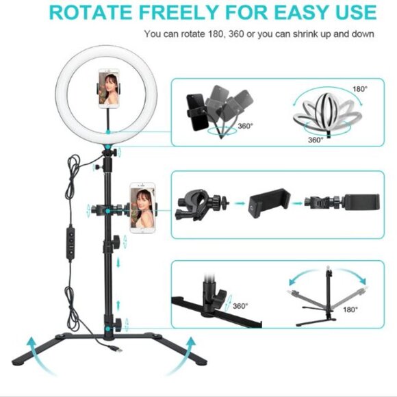 Ring Light with Desktop Stand & Cell Phone Holder - 12" LED - Picture 2 of 8